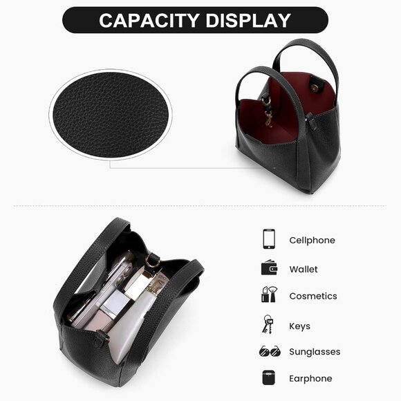 Fashionable Medium Bucket Handbag for Women - Lightweight and Scratch-Resistant - Picture 4 of 6